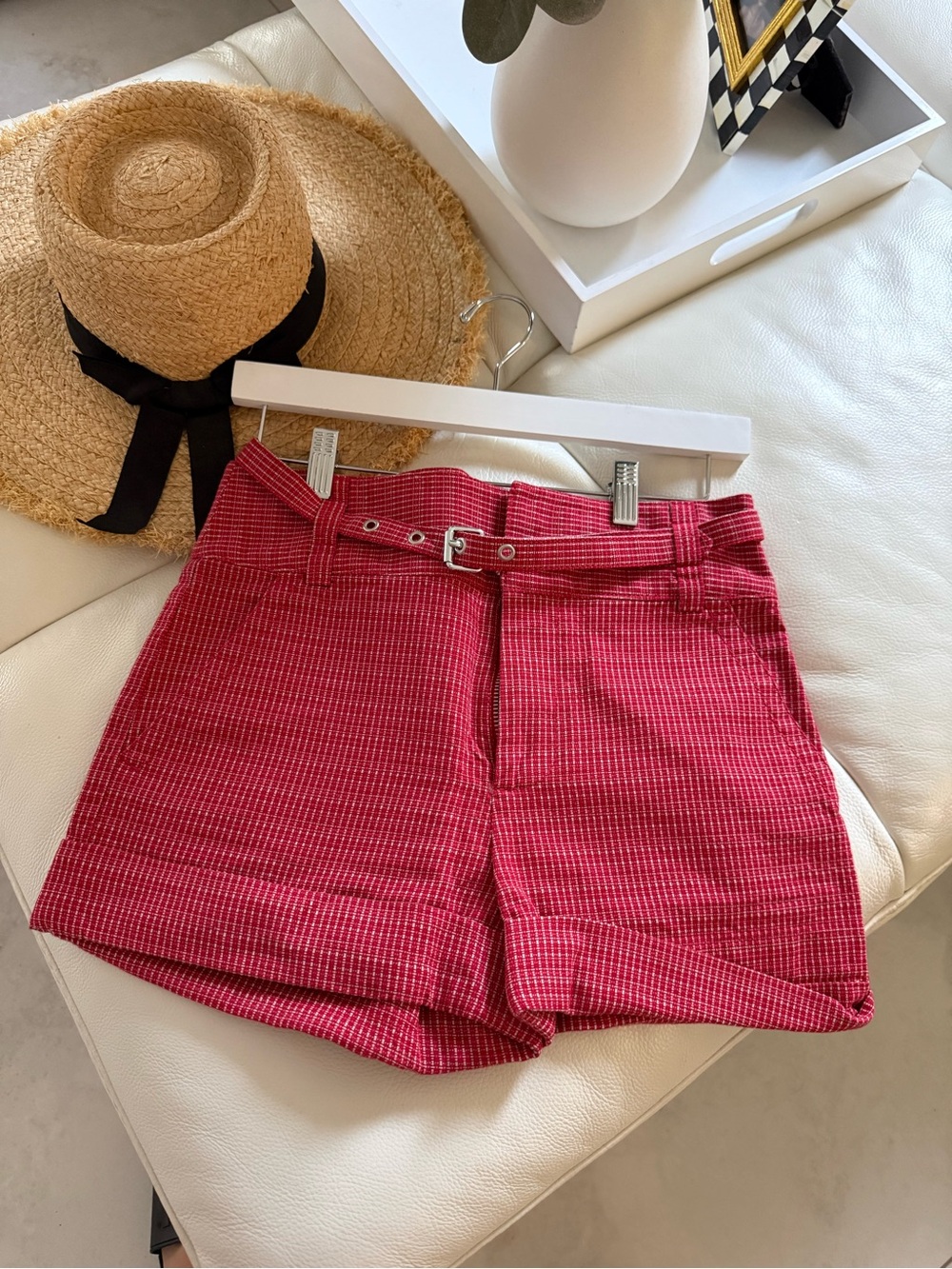 Marc jacobo  vintage Woven Belted High-Waist Women's Shorts — Red
